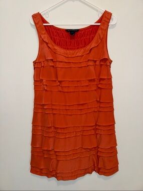 French Connection silk Rust/Orange Ruffle Tank Dress size 8